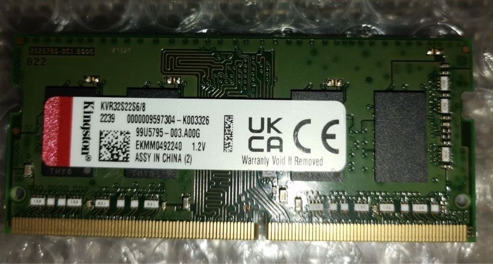 Нова Kingston 8GB 3200MHz DDR4 CL22 Non-ECC SODIMM Single
