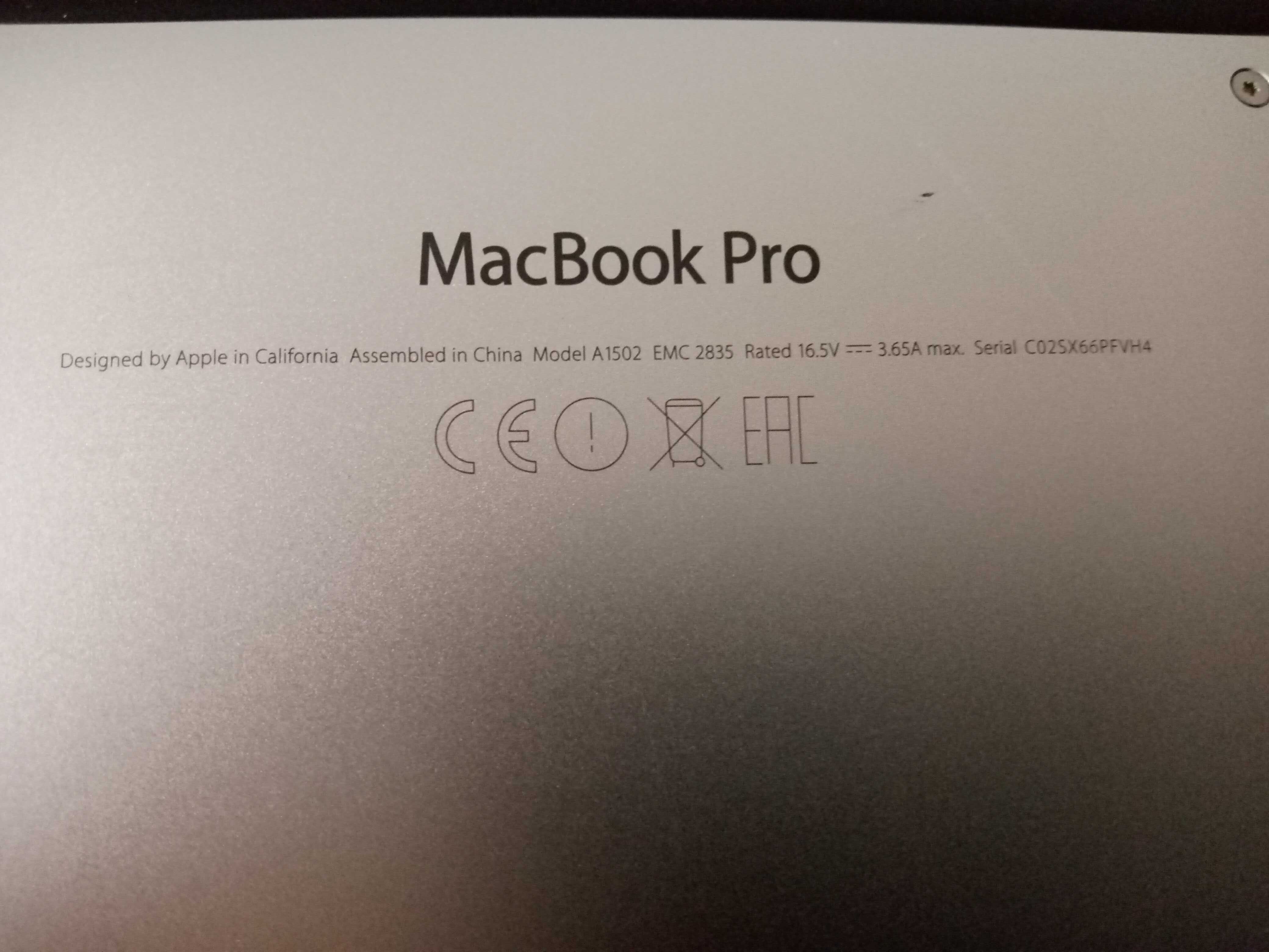 MacBook Pro 2015 13” 8GB ram 128 SSD Disk
