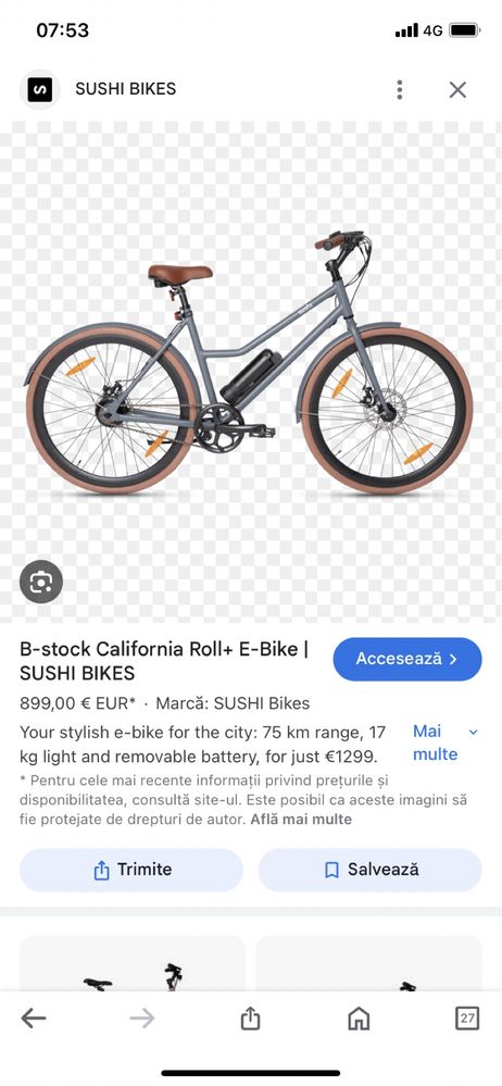 Bicicleta Electrica City Sushi