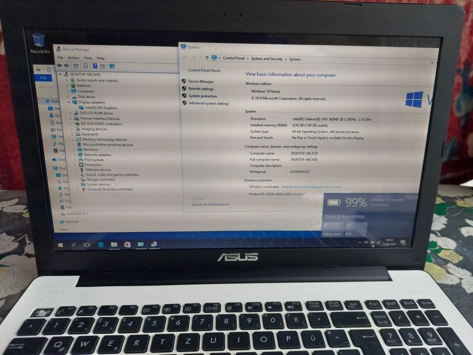 Laptop Asus/8gb+SSD