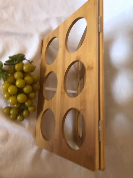 Сгъваема бамбукова стойка за вино/ подарък изкуствен декоративен грозд