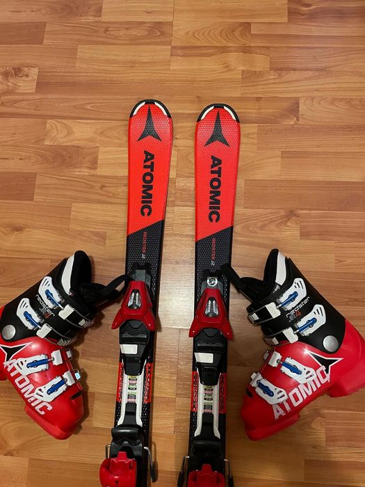 Schiuri copii 100 cm și 110 cm atomic rester j2 cu clăpari atomic  set