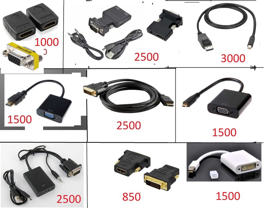 Адаптер Переходник hdmi - vga hdmi - dvi dp - mini dp