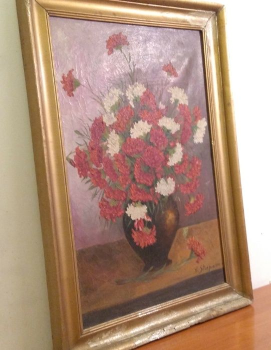 Tablou, V. Stuparu - Vas cu flori pe panza