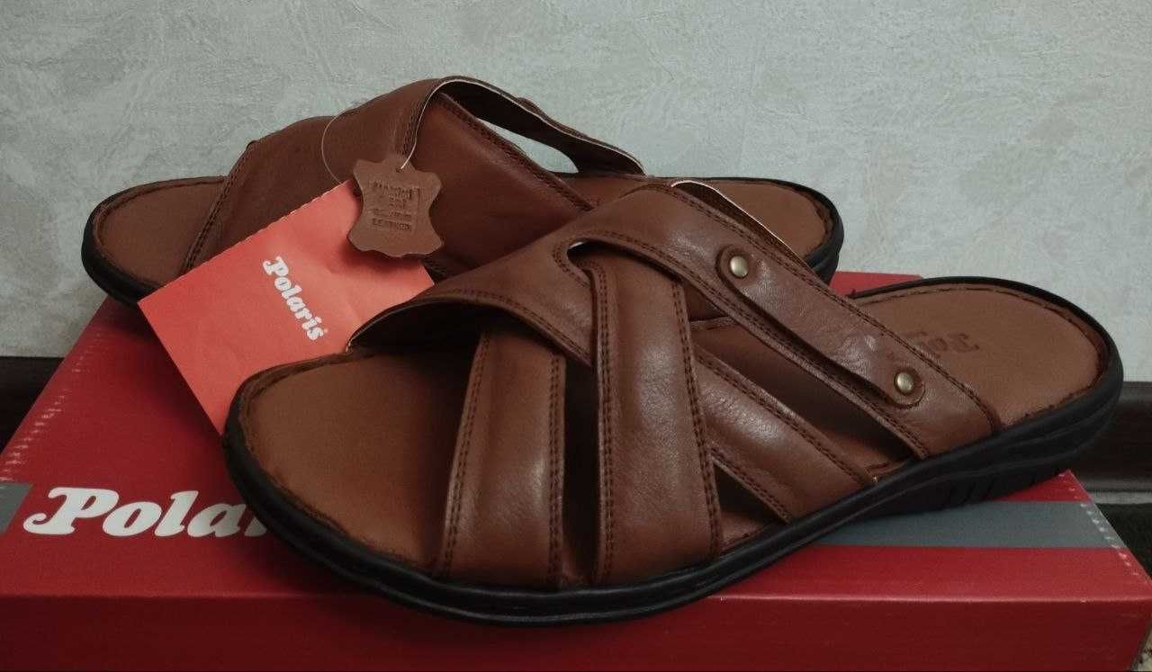 Продам новые турецкие шлепанцы.Натуральная кожа.От бренда Polaris.