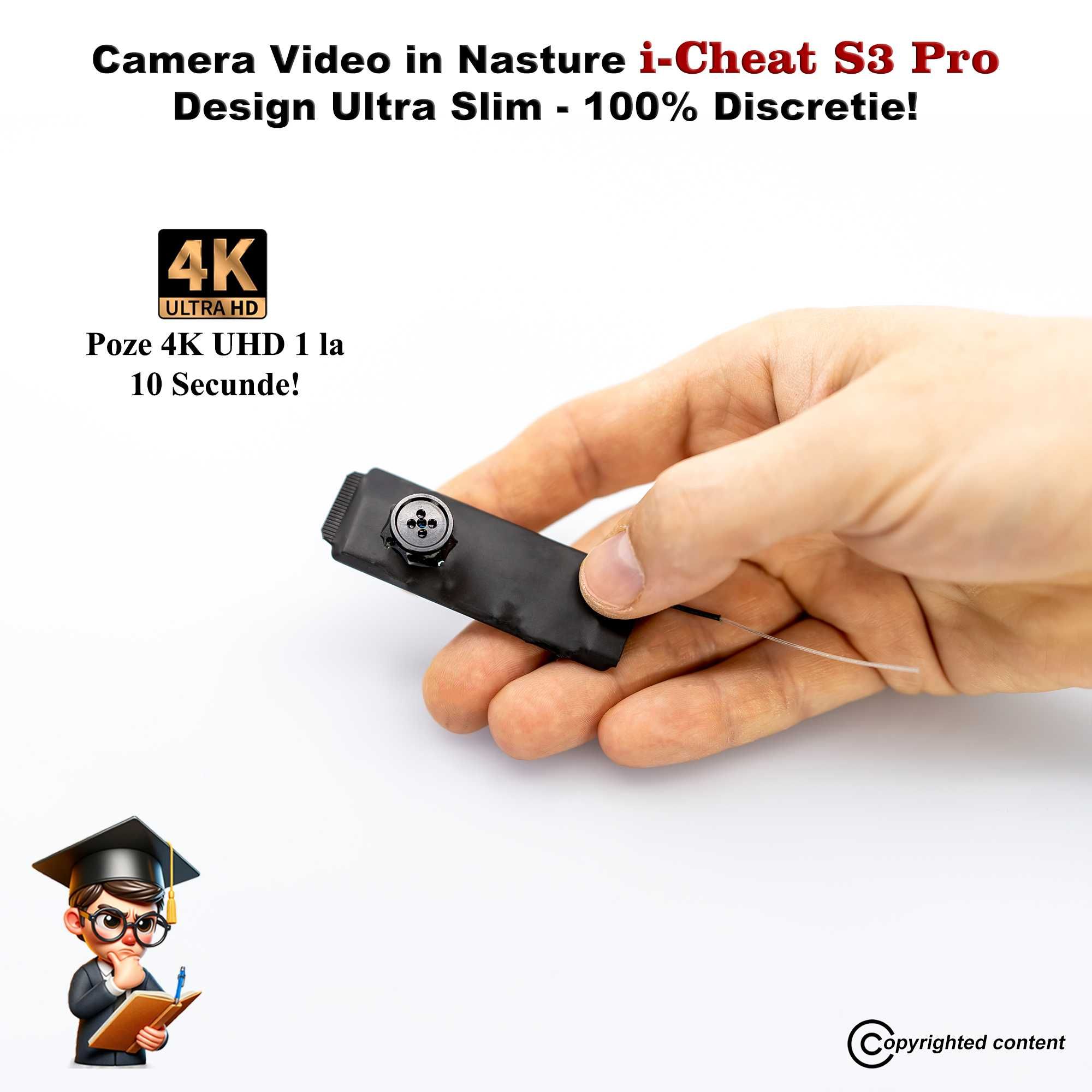 Casti de Copiat Casca de copiat cu Camera Video in Nasture i-Cheat S3