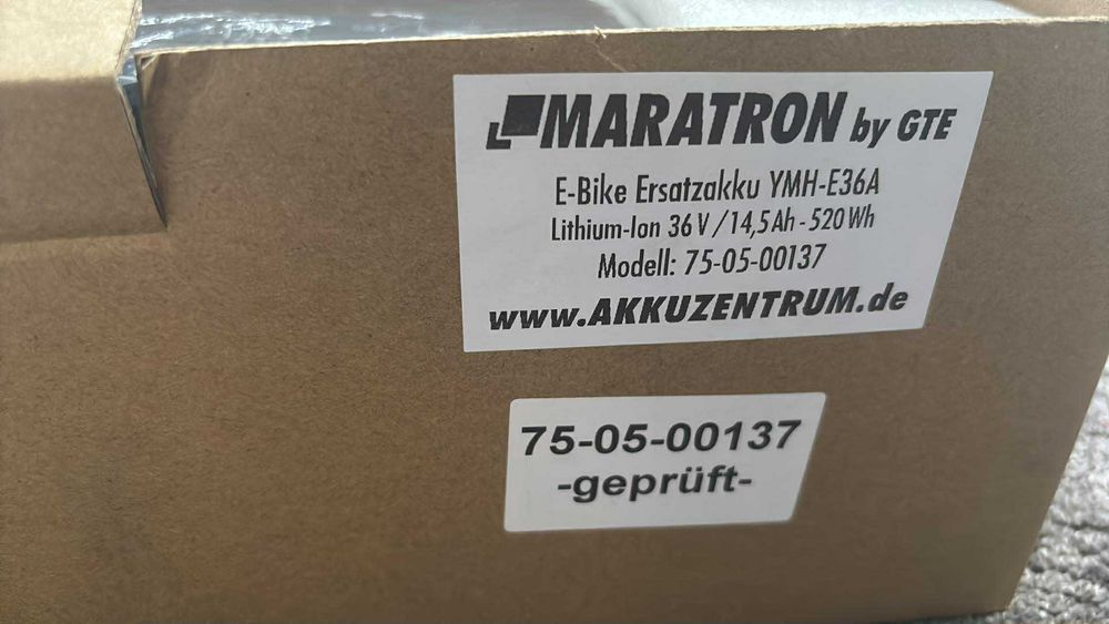 Vând acumulator bicicletă,Maratron 36v 14,5ah 520wh