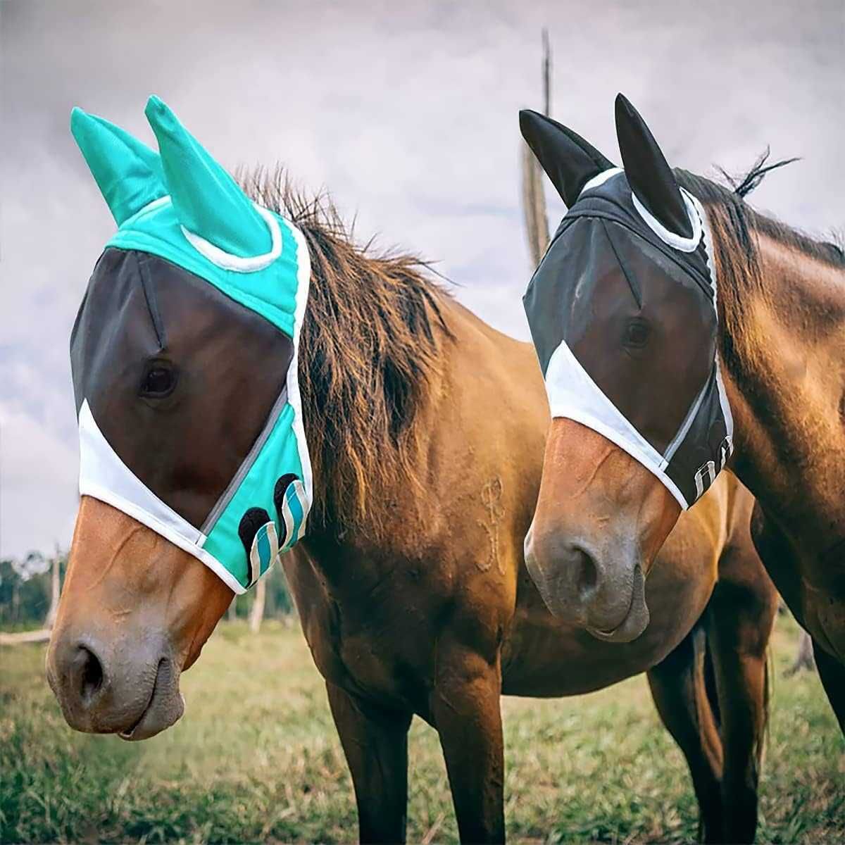 Masca anti muste cu plasa fina, respirabila, protectie UV, pentru cai