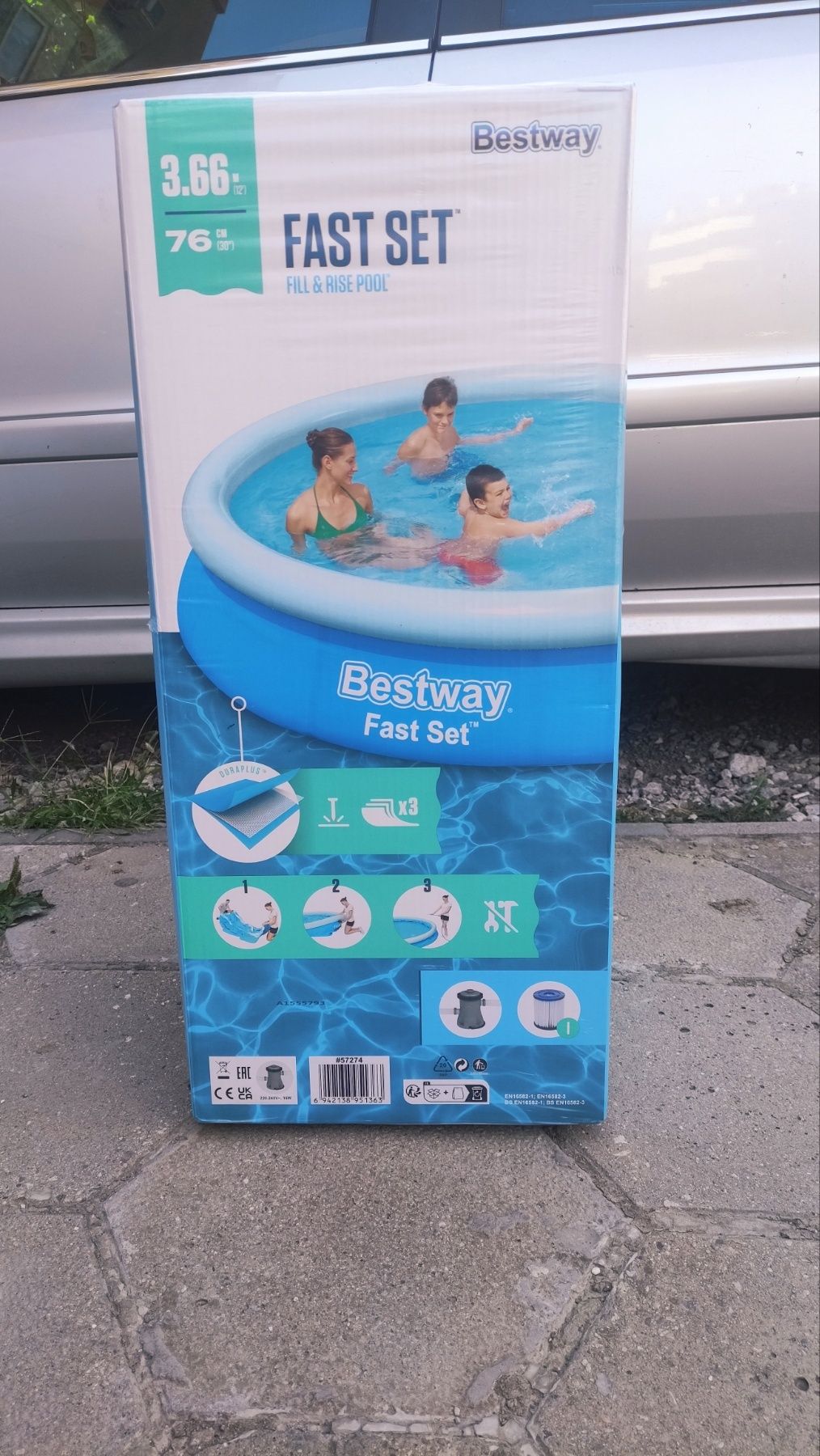 Басейн с надуваем ринг 3.66м.Bestway