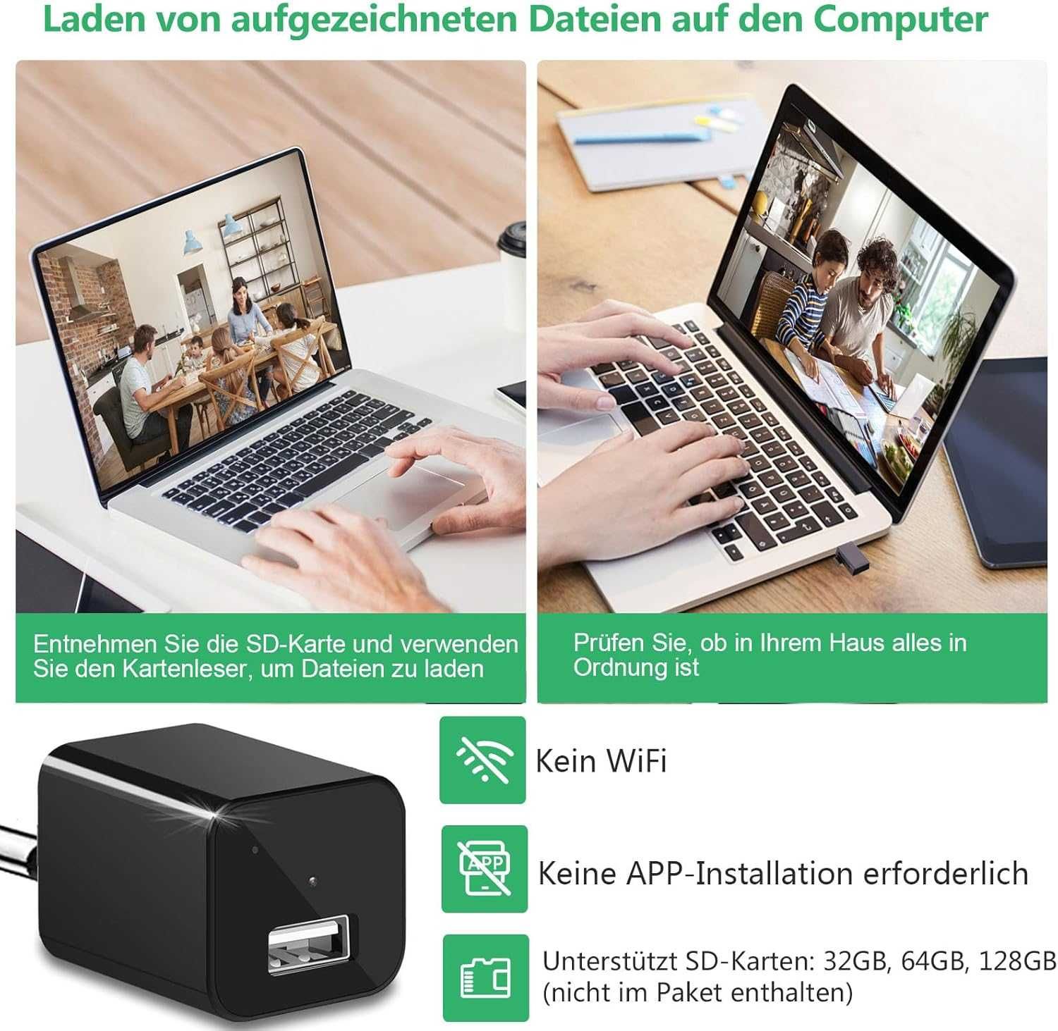 НОВО!  Скрита камера 1080P - USB Зарядно