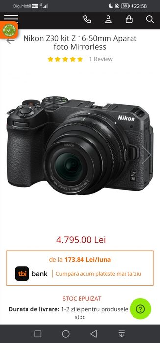 Nikon Mirrorless Z30 kit Z 16-50mm Aparat foto Mirrorless