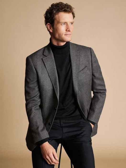 Sacou blazer 52 XL slim premium Atelier Torino 100% lana Alpaca gri