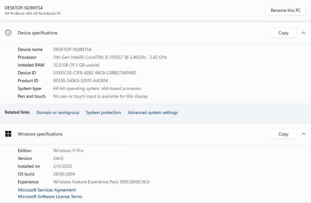 HP probook 450 G8 Core i5-1135G7 512GB 32 GB RAM