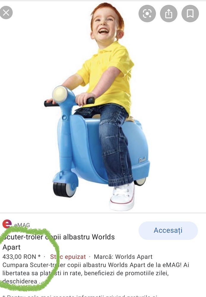 Vand troleu scuter copii
