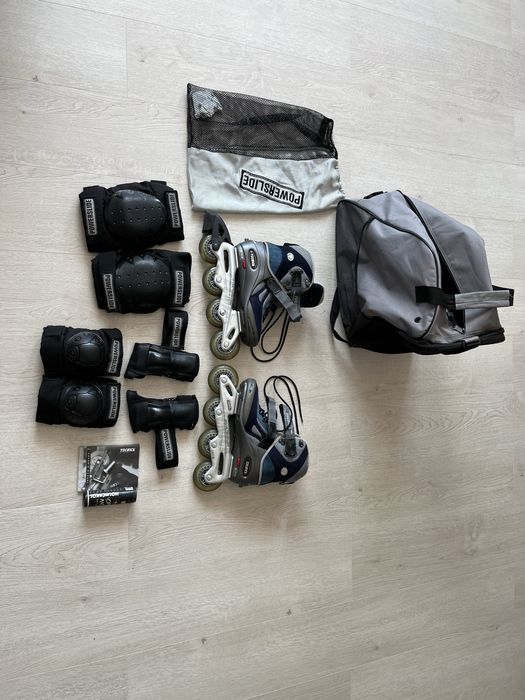 Pachet complet role TECNICA + echipament protecție Powerslide + geantă