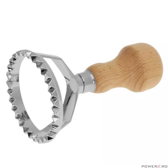 Forma pentru taiat ravioli, aluat galuste, inox-lemn, 6,5 x 10 cm,