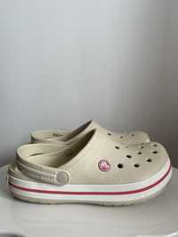 Crocs crem/roz cu banda M5/W7