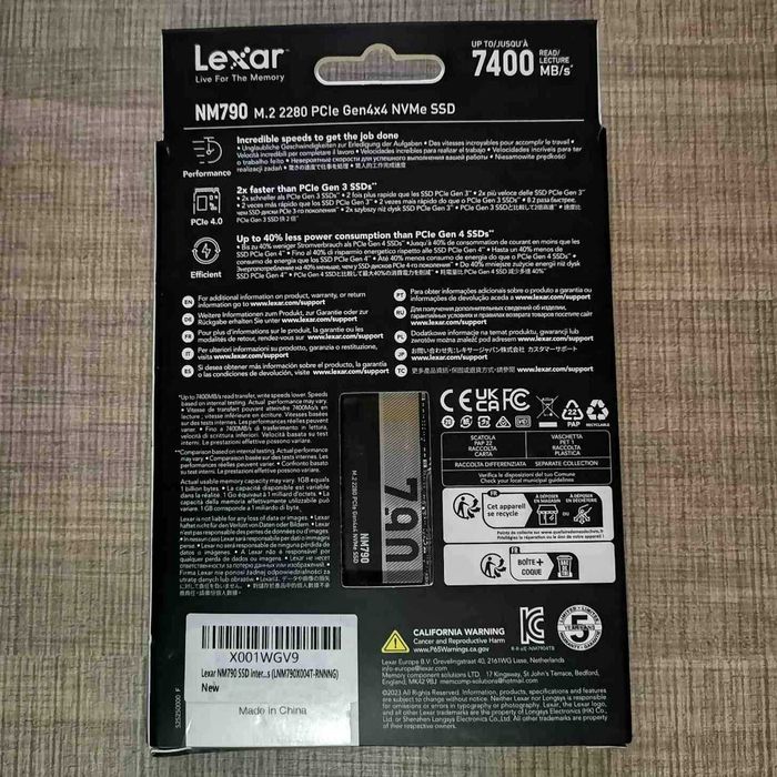 NVME SSD 4TB Lexar NM790 Gen4x4 7400/6500 M.2 2280 PCIe, TBW 3000TB