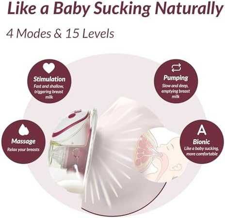 Нови 2 броя Безжична помпа за кърмене 300mmHg – 15 нива, памет Oceenew