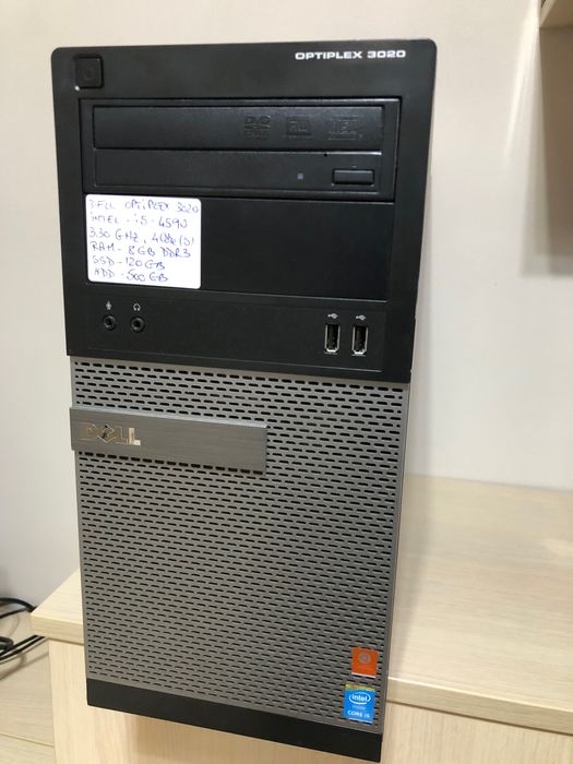 PC Desktop+Monitor Dell Optiplex 3020 i5-4590 3.3 GHz SSD-120GB+500GB