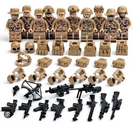 Set 10 figurine soldati tip Lego cu accesorii
