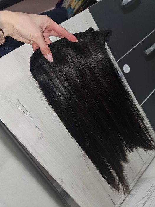 Естествена коса тъмно кестенява