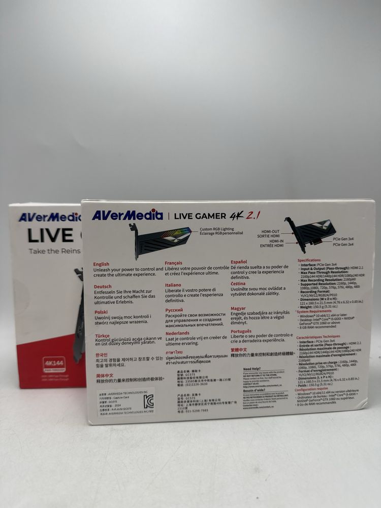 Placa de captura AverMedia, Live Gamer 4k 2.1, RGB