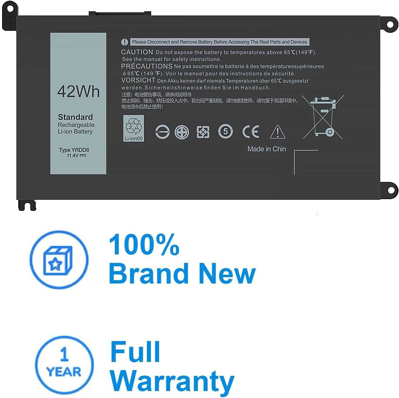 Батерия HASESS YRDD6 за Dell, YRDD6 0YRDD6 1VX1H 01VX1H VM732 0VM732