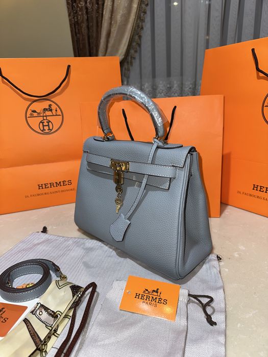 Geanta Hermes Kelly 28cm Blue/accesorii gold