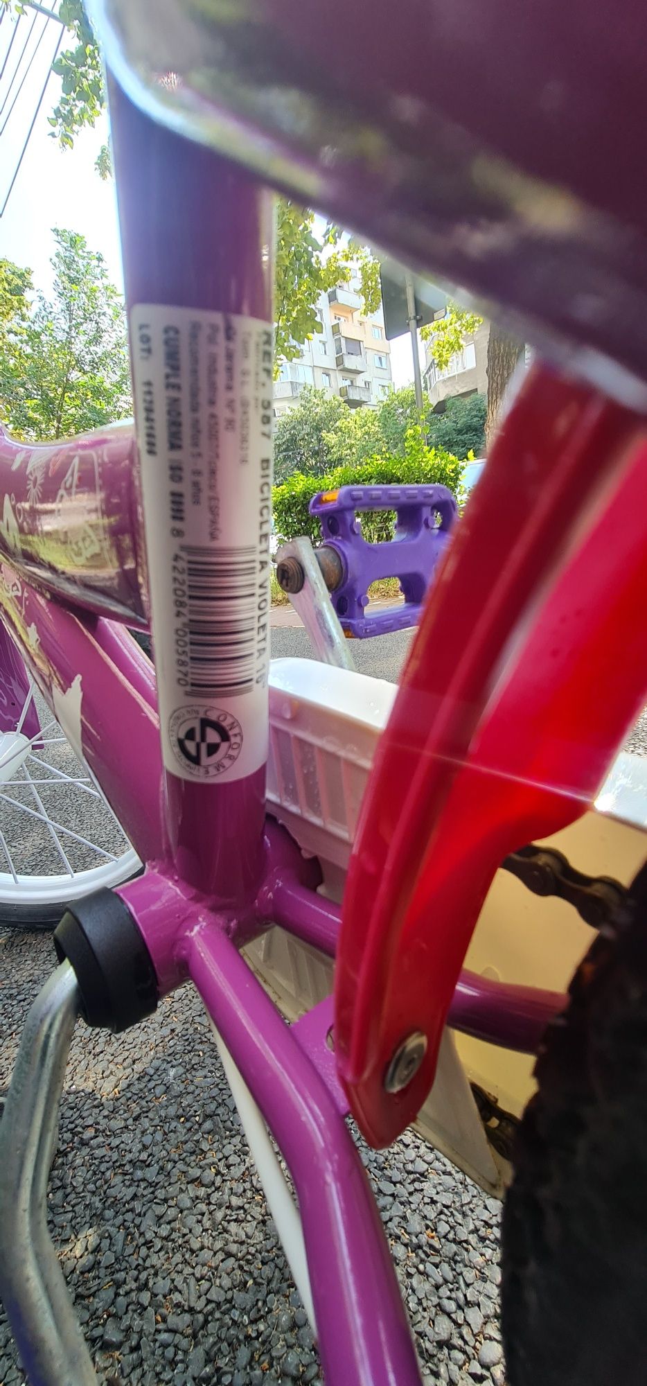 Bicicleta Violeta 16 inch cu cos fata spate pt copii
