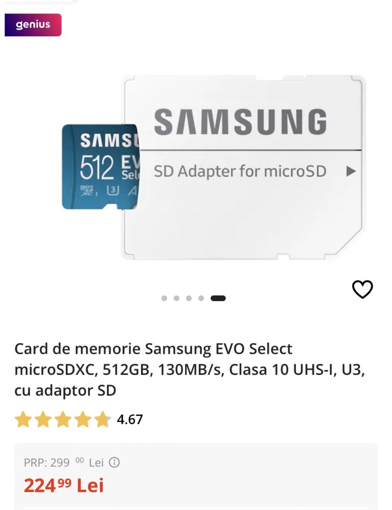 Card memorie Samsung Evo Select, 512gb. Sigilate