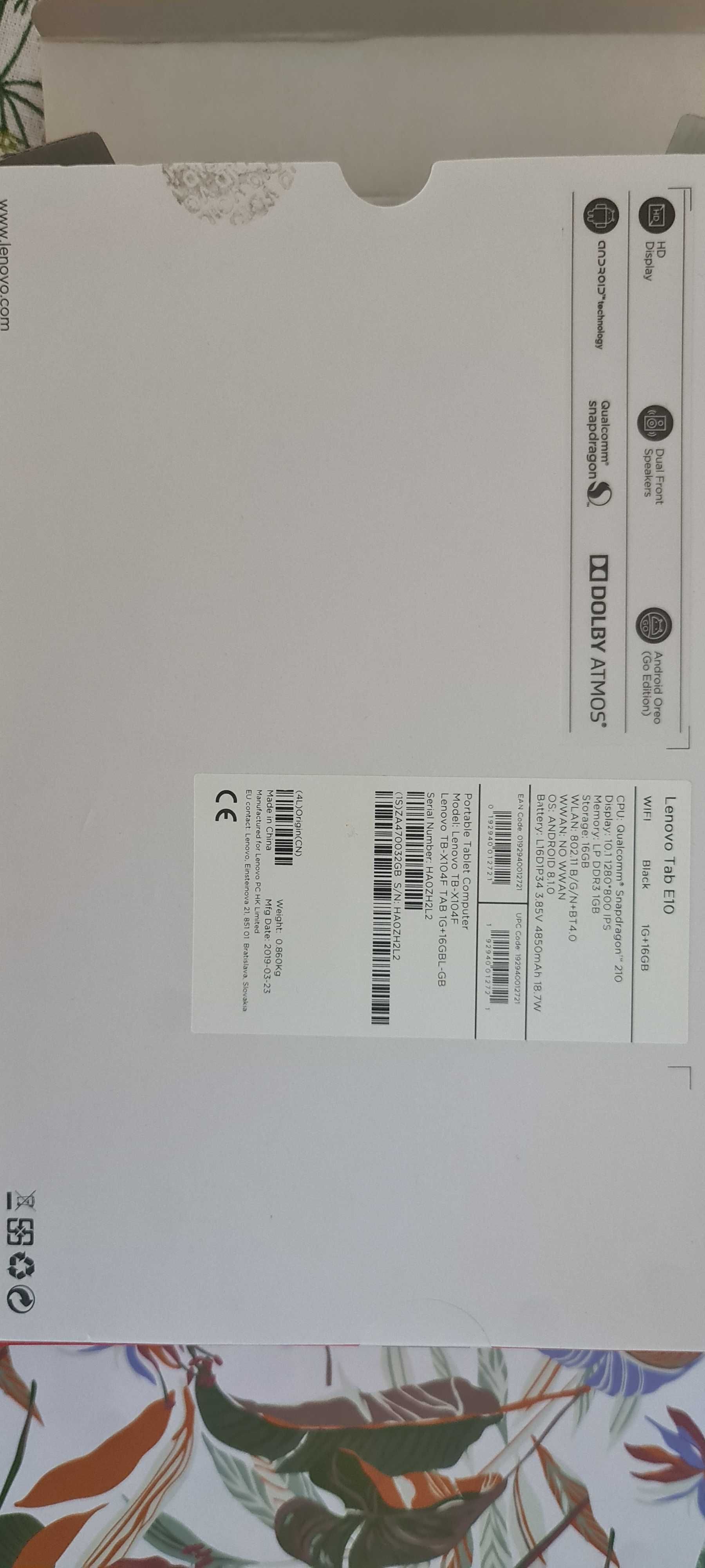 Lenovo Tab E10 1g +16 gb