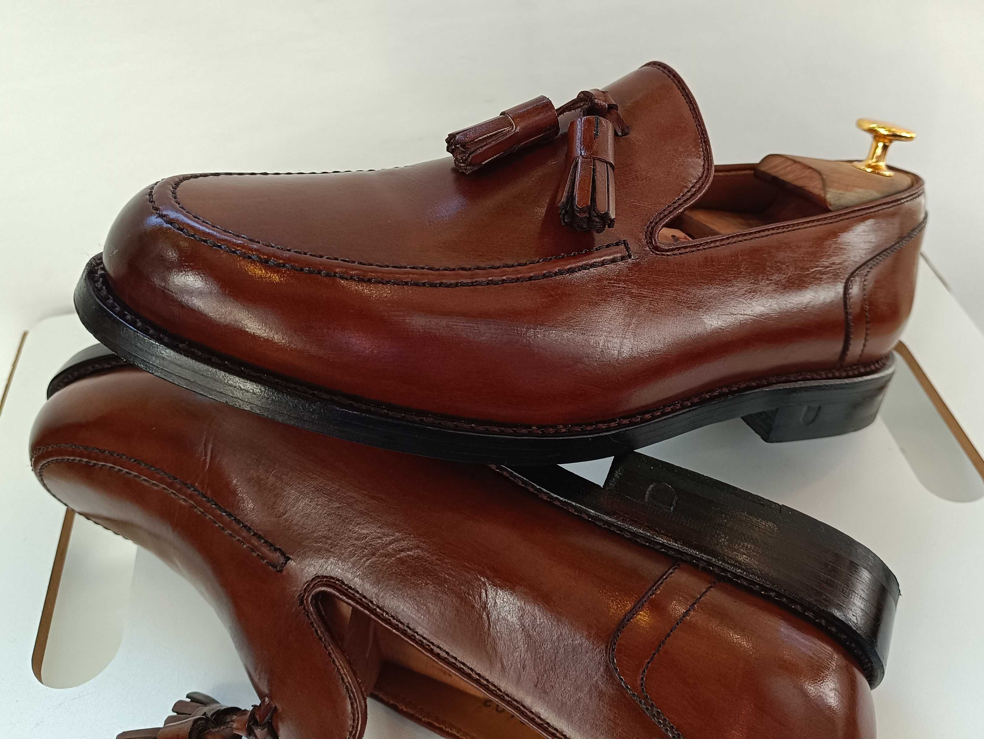 Pantofi loafer de lux 43.5 44 lucrati manual Henry Stevens piele natur