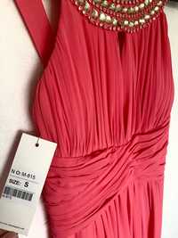 Розова дълга рокля, подходяща за бал