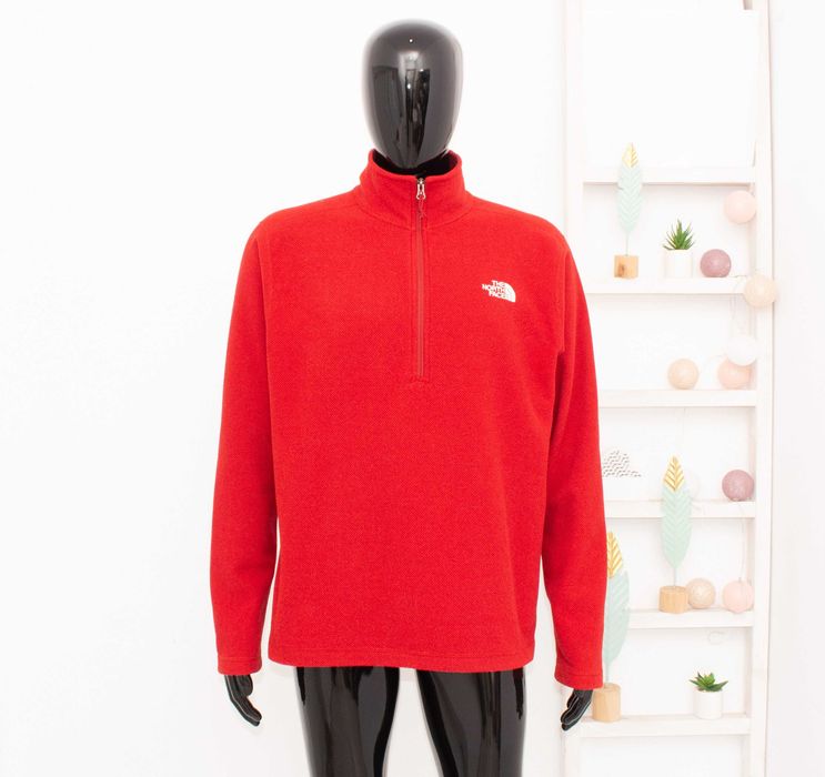 The North Face оригинален мъжки поларен пуловер червен waffle fleece L