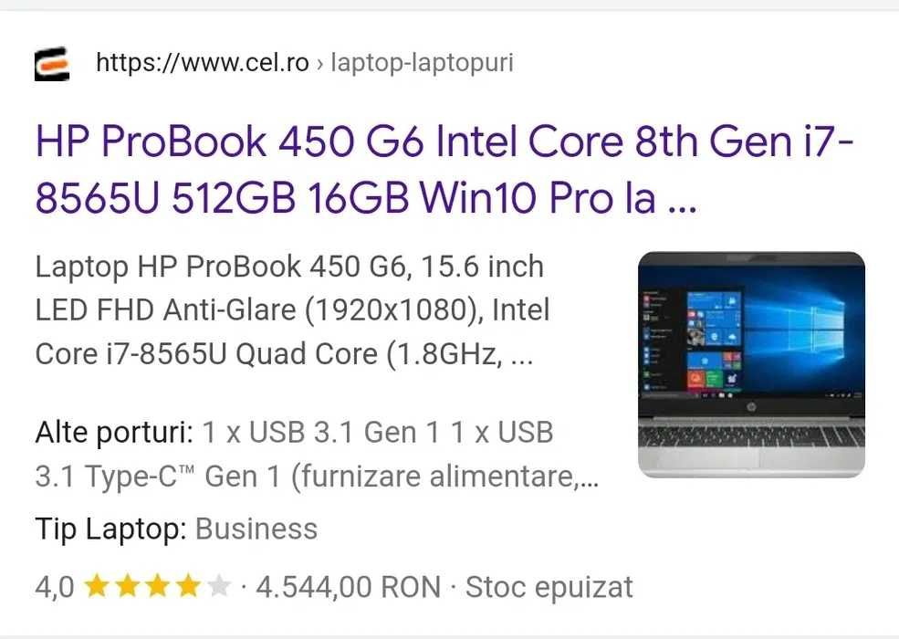 Vand laptop HP ProBook450 G6 intel core i7 utilizat