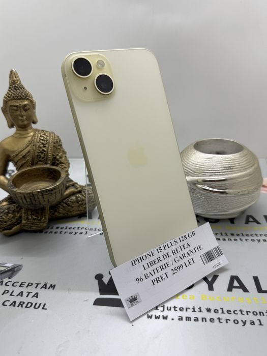 Amanet Royal : Iphone 15 Plus 128 GB / 96 Baterie / Ca NOU /Garantie