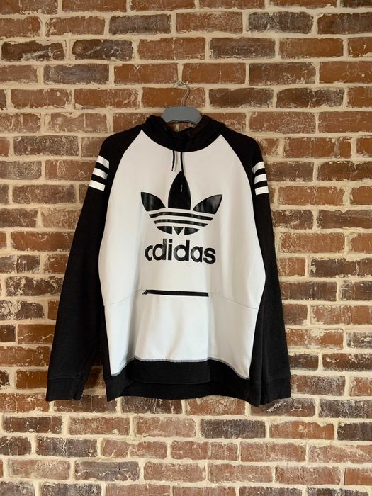 Hanorac Adidas Originals negru cu alb marime L