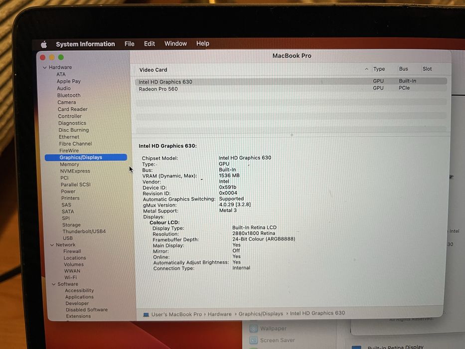 Apple MacBook Pro 15 inch Intel 2.9Ghz 16GB RAM 512GB SSD Radeon 560