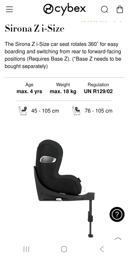 Scaun Cybex Sirona i-Size . Black