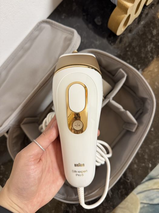 Epilator nefolosit IPL Braun Silk-expert PRO 5, Alb/Auriu