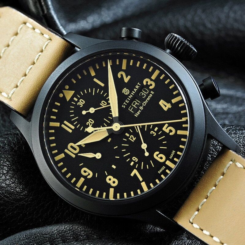 Ceas pilot DLC Steinhart Nav B Chrono II Black