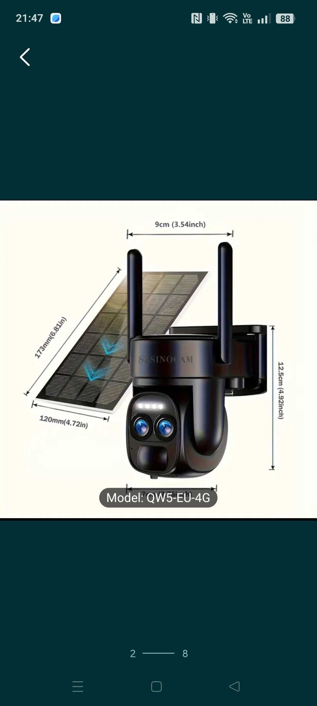Camera de securitate solară 1080P SZSINOCAM 4G LTE, HD PTZ cu LED