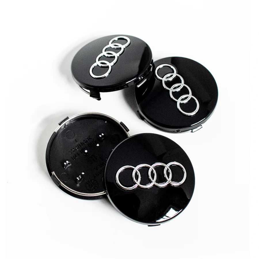 Set 4 Embleme Capace Jante Audi 60mm / 68mm Capacele Roti Negru / Gri