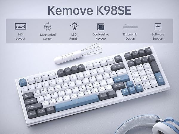 Механична гейминг клавиатура KEMOVE K98SE с ретро стил и подсветка