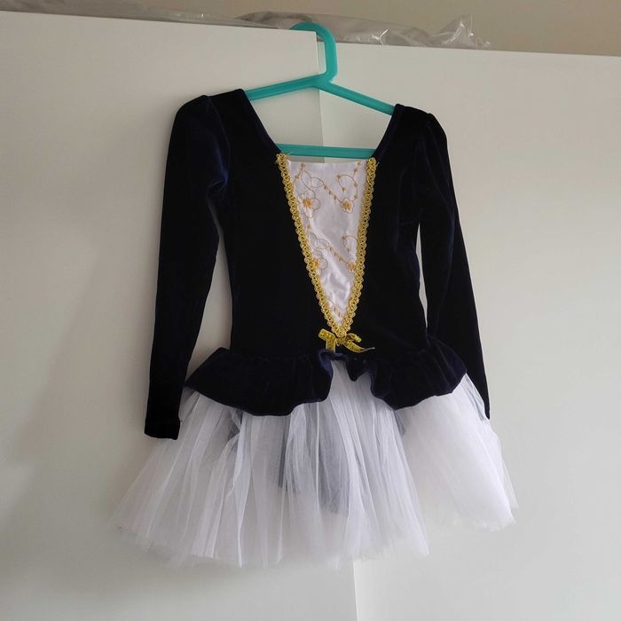 Детска рокля тъмно синьо/бяло - 5/6г