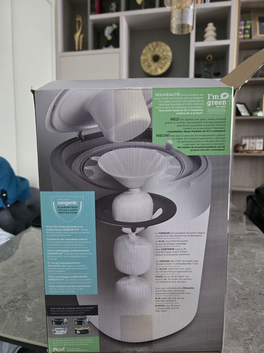 Cos pentru scutece Tommee Tippee Sangenic Twist and Click, Alb/Gri