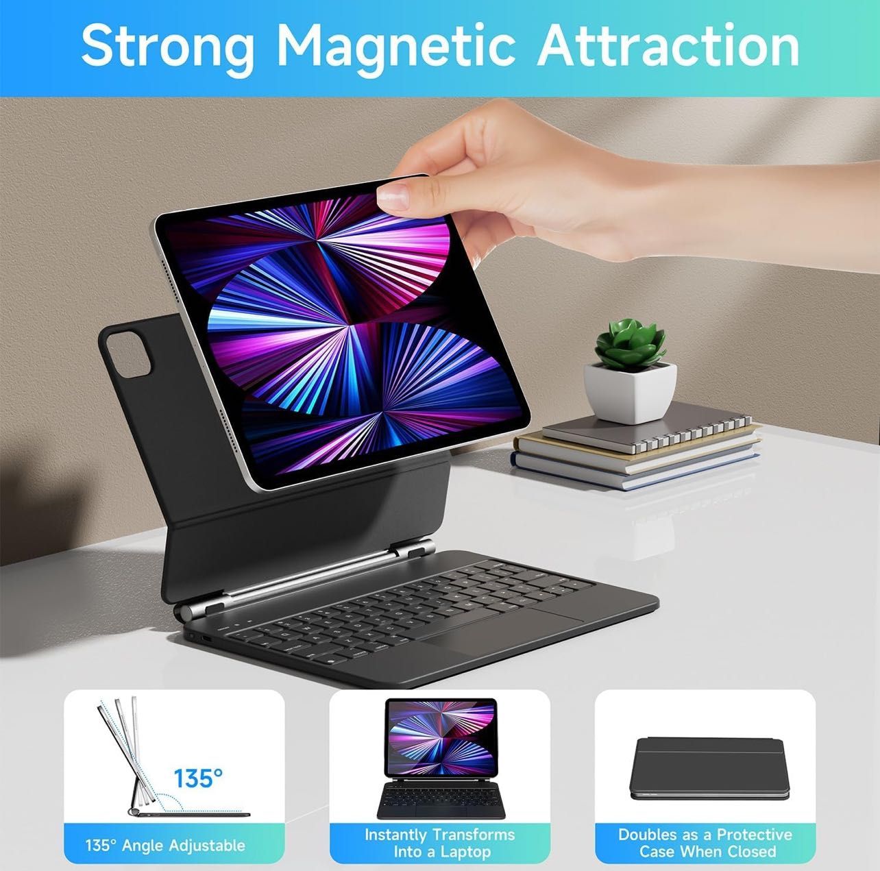 HOU калъф с клавиатура за iPad Air 13 инча (2025 M3/2024 M2)