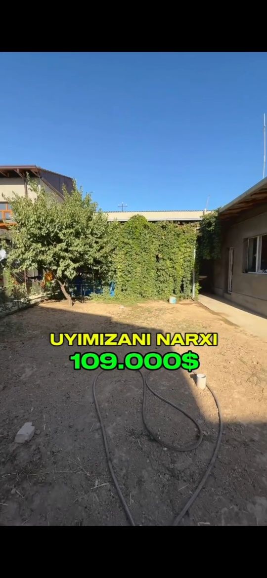 Uy sotiladi. 4 sotih. Eni 13 boʻyiga 31. 4 honali. Suv gaz svet bor