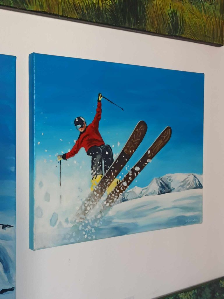 Vand tablou pictat ski 40x50